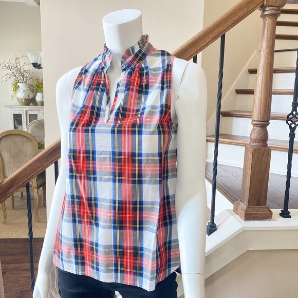 NWT J CREW Sleeveless Tartan Plaid Top, LL0535 - Picture 2 of 8